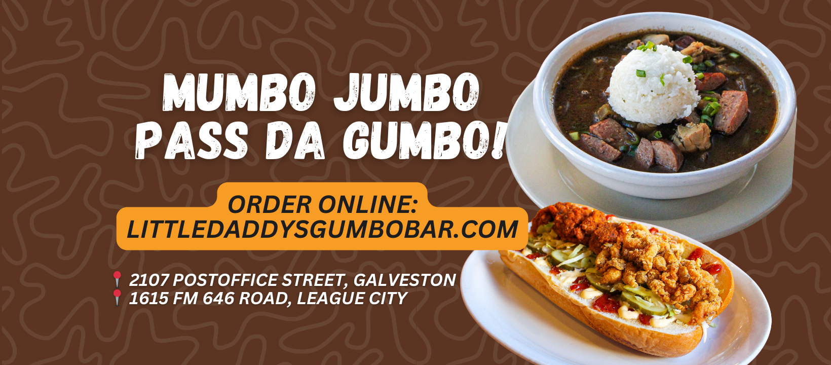 🦐 Little Daddy’s Gumbo Bar – In the heart of the downtown theatre district, Little Daddy’s Gumbo Bar features authentic Cajun, American, Seafood, Beer, Premium wines, an outside patio, and pet friendly.