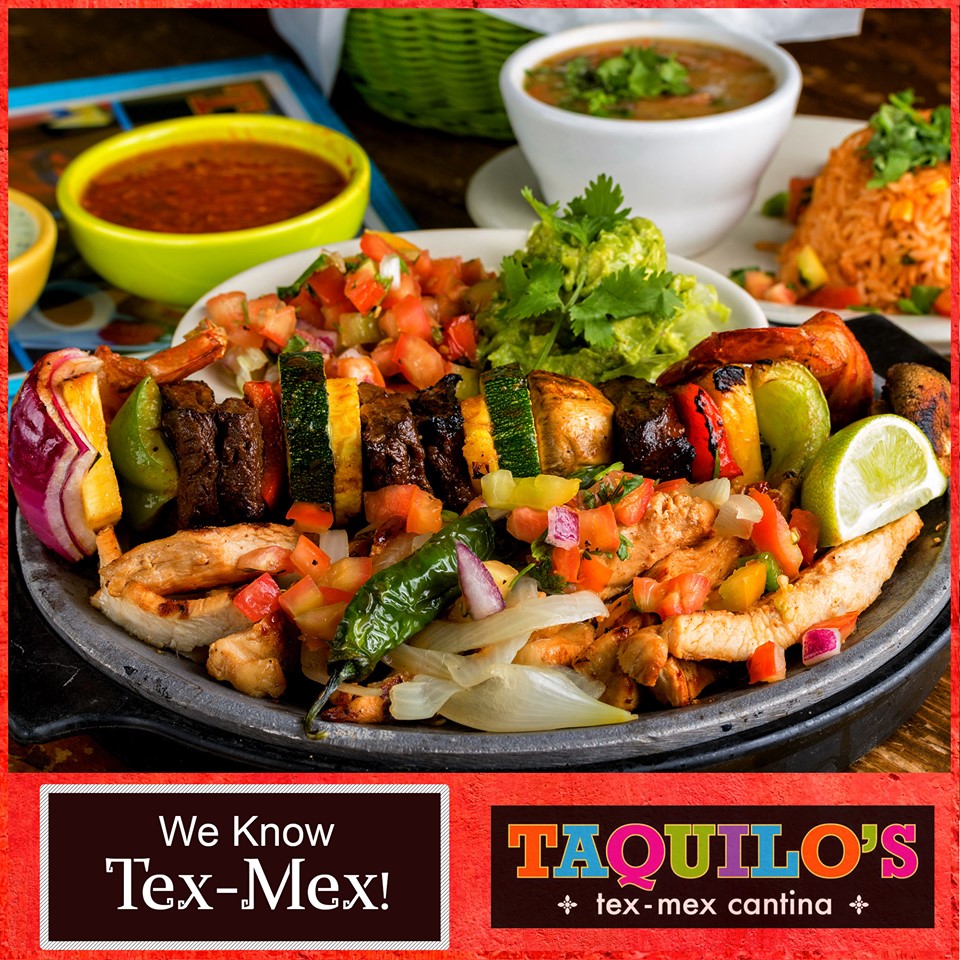 🌮 Taquilo’s Tex Mex Cantina – Chicken, shrimp and certified Angus beef fajitas with specialty margaritas in a fun, upbeat atmosphere. Enjoy the Postoffice Street vibe on the covered sidewalk patio.