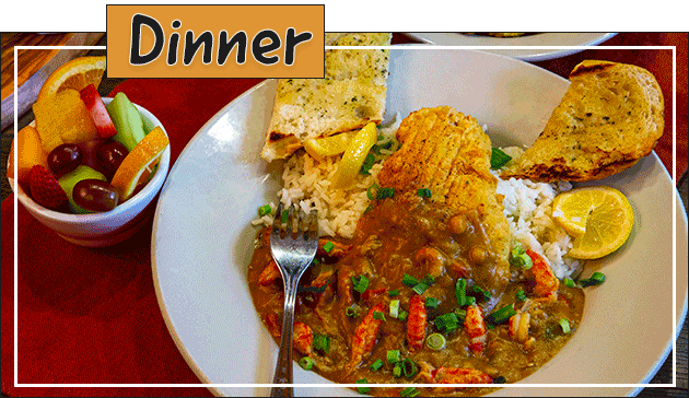 🍤 The Gumbo Diner – Classic American dining and New Orleans flair meets the beach. Offering Southern breakfast staples, chicken & waffles, tasty burgers and the best Texas Gulf fried shrimp on the coast.