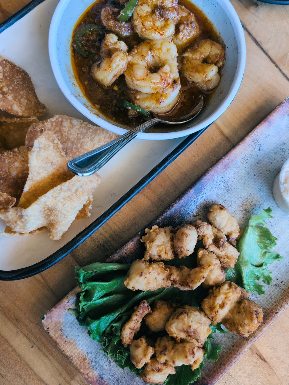 delicious seafood platter with fried shrimp